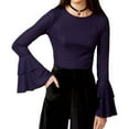 thumbnail image 1 of J.O.A. Womens Ruffled Knit Blouse, Blue, X-Small, 1 of 2