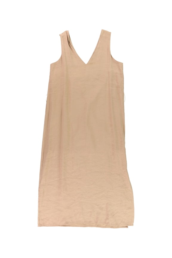 Womens Solid A-line Dress, Beige, Small