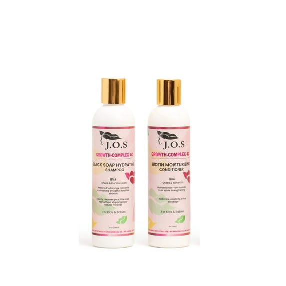 J'Organic Solutions 4C Biotin Black Soap Chebe shampoo and conditioner set, moisturizing, growth boosting for textured hair