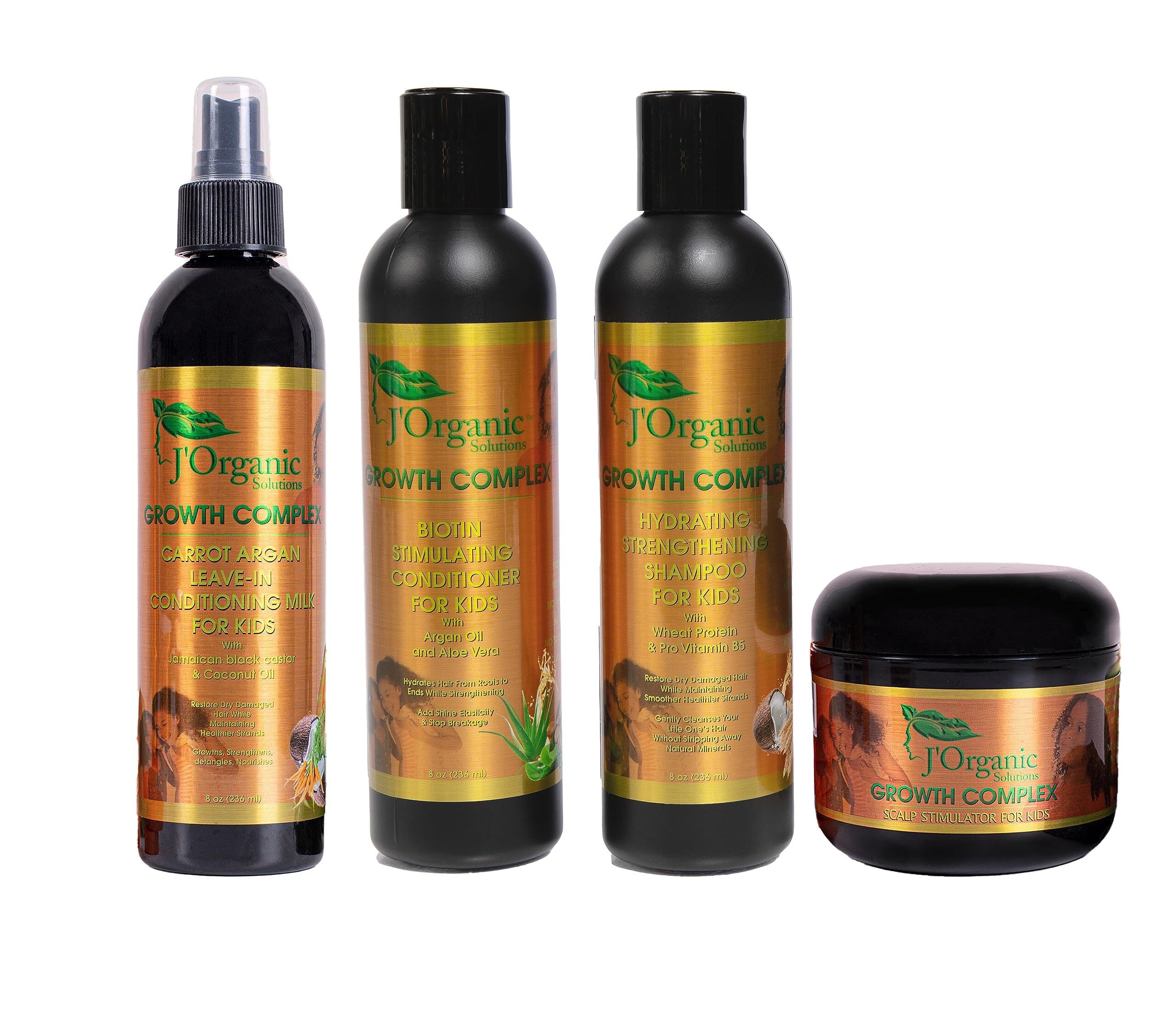J'Organic Solutions Hair Growth Kit for Kids, 4-Piece Natural Hair Care Bundle