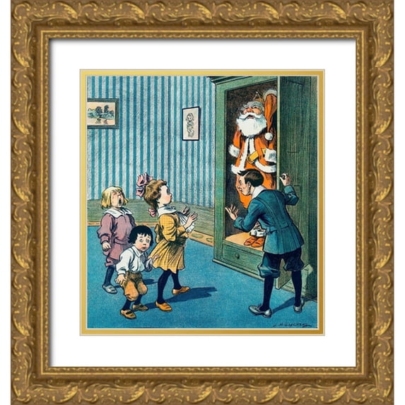 J. Ottman Lithographic Company 15x16 Gold Ornate Wood Framed with Double Matting Museum Art Print Titled - Now Will You Believe Me