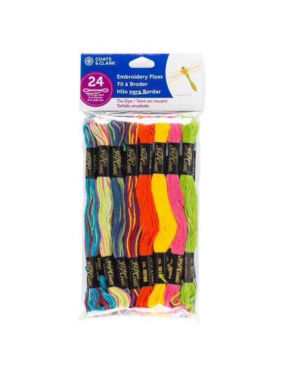 J. & P. Coats Tie-Dye Embroidery Floss Value Pack, 24 Piece
