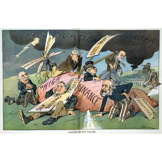J.P. Morgan. Political Cartoon Lampooning The Supreme Court'S Ruling Against The Northern Securities Monopoly. 1904
