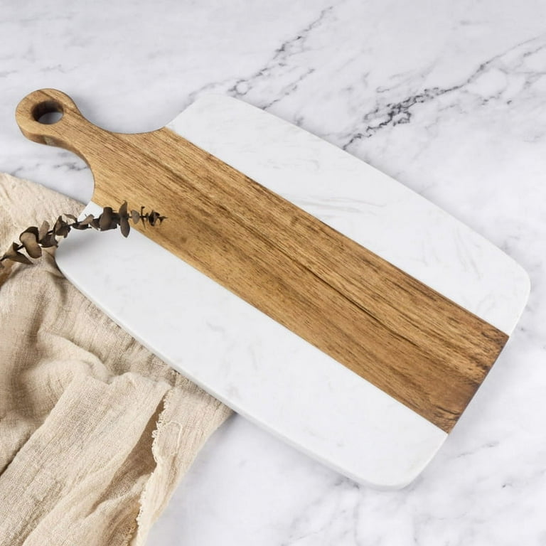 Small Charcuterie Board and Knife Set (Marble and Acacia Wood )