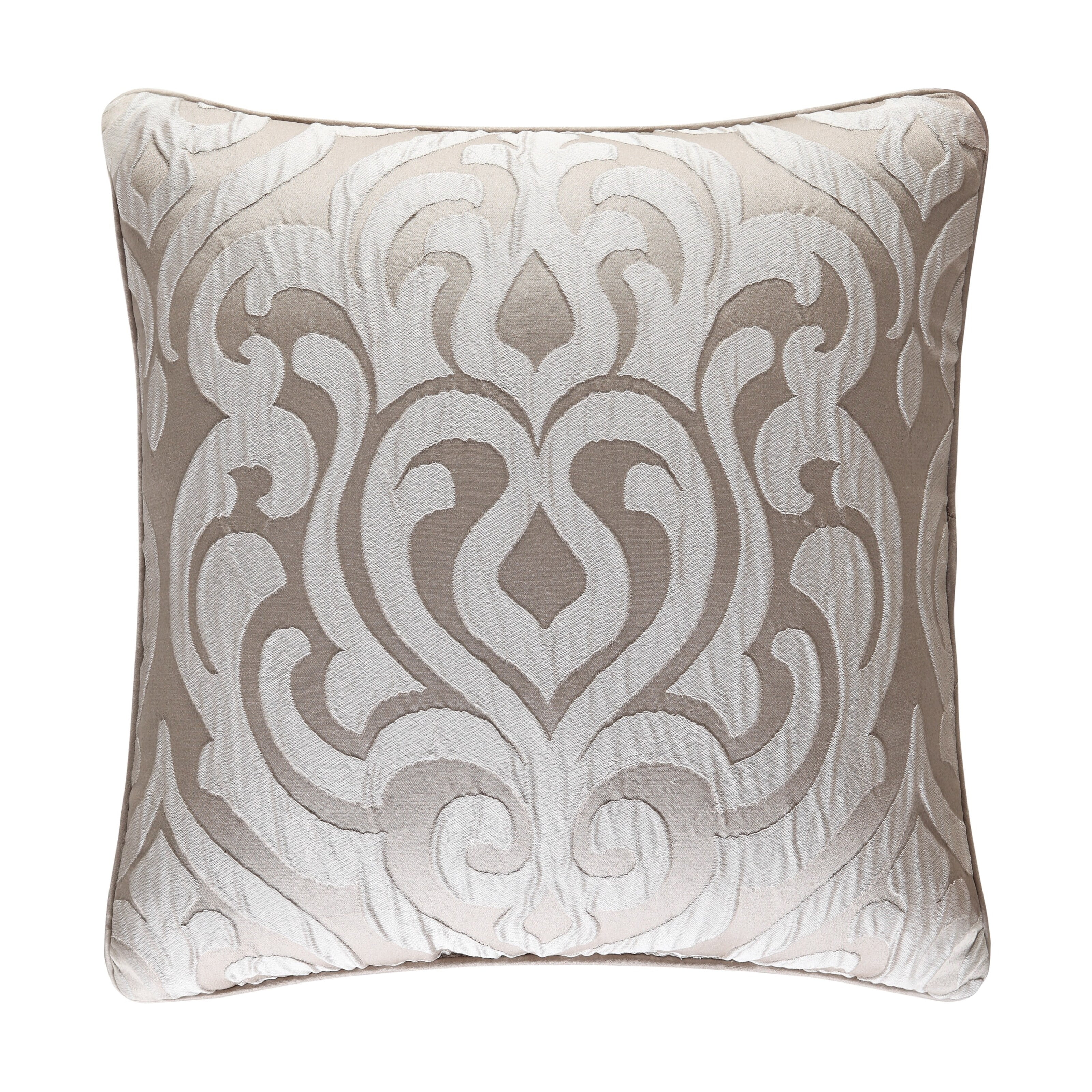 Astoria 18-Inch Sand Damask Jacquard Throw Pillow