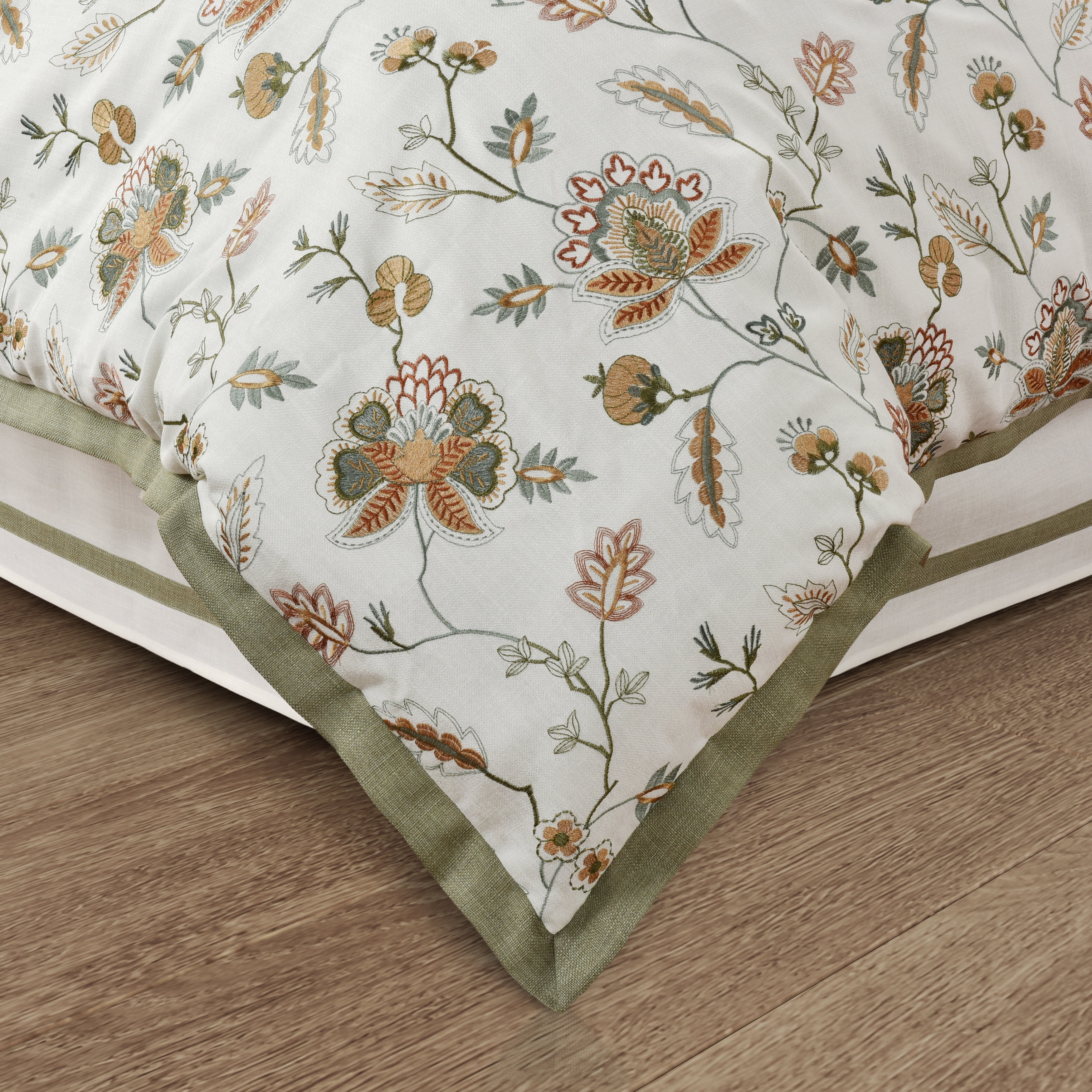 Athena Queen Brown Microfiber Embroidered Bedspread Set