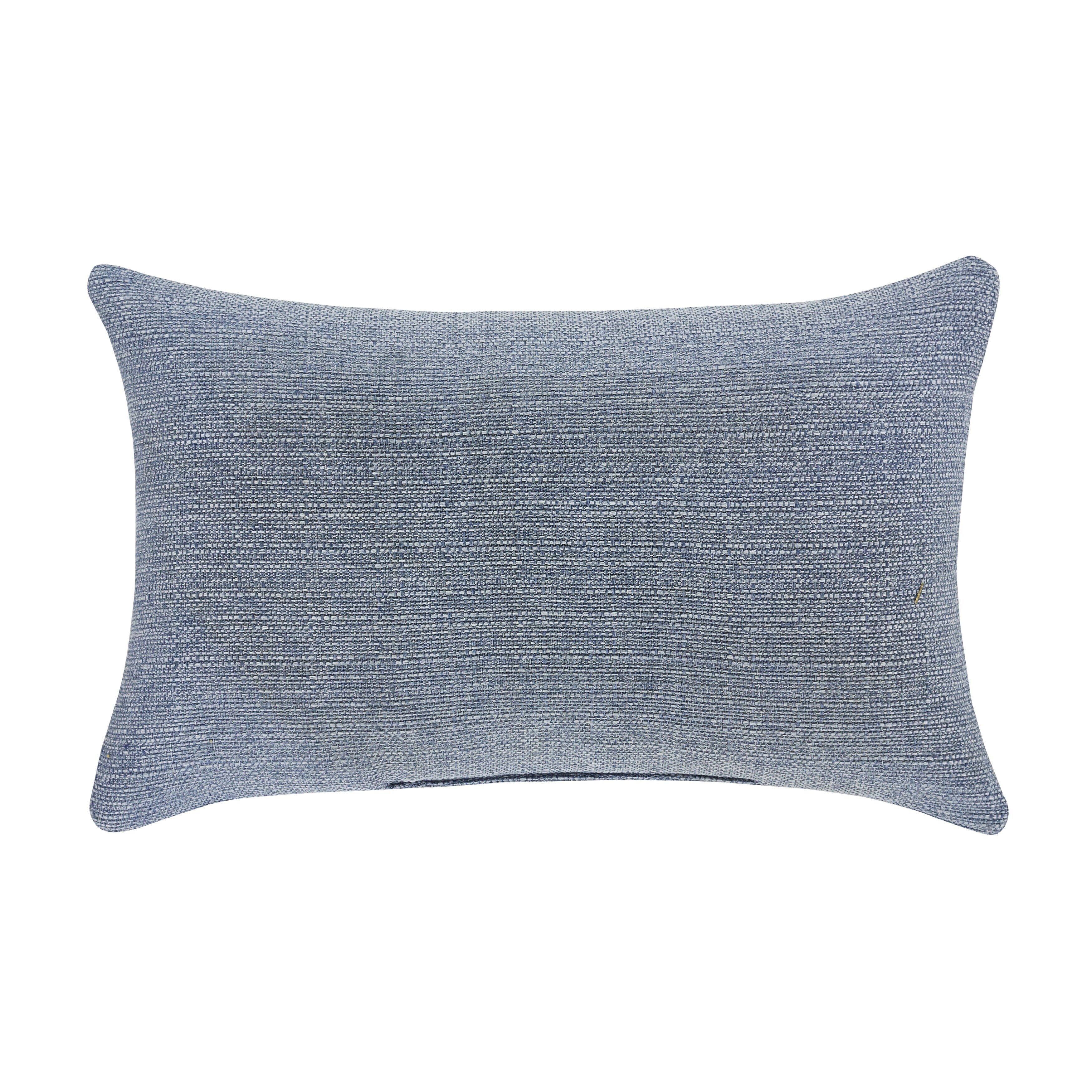 Blue and Ivory Embroidered Rectangular Throw Pillow