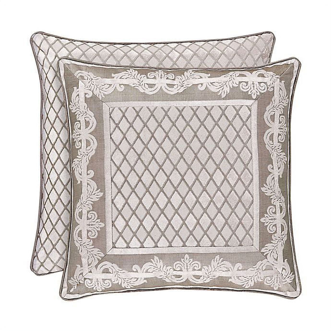 Sand Diamond Pattern Square Throw Pillow with Scroll Border