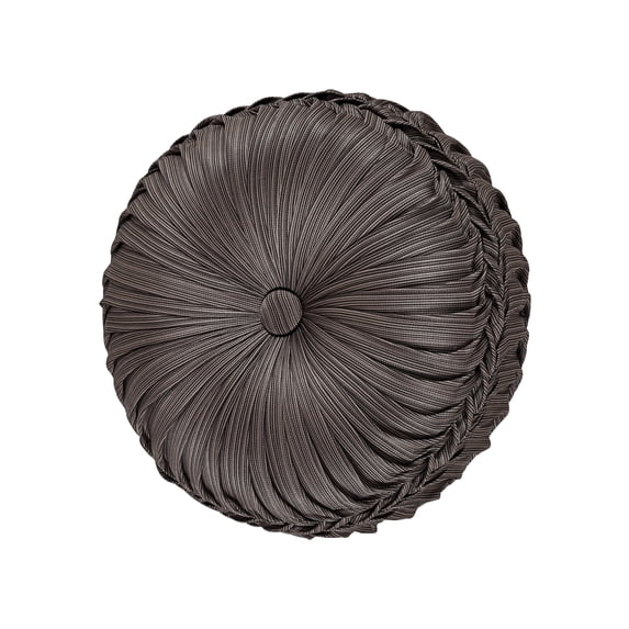 J. Queen New York Button-Tufted Round Decorative Throw Pillow Collection Mink 15 x 15