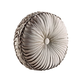 J. Queen New York Button-Tufted Round Decorative Throw Pillow Collection Sand Specialty