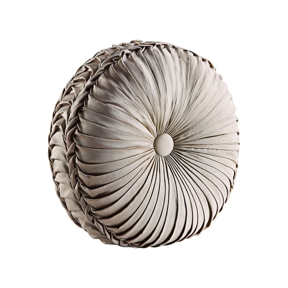 J. Queen New York Button-Tufted Round Decorative Throw Pillow Collection Sand Specialty