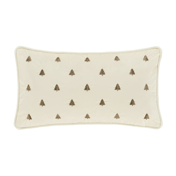 J. Queen New York Christmas Tree Decorative Boudoir Throw Pillow White