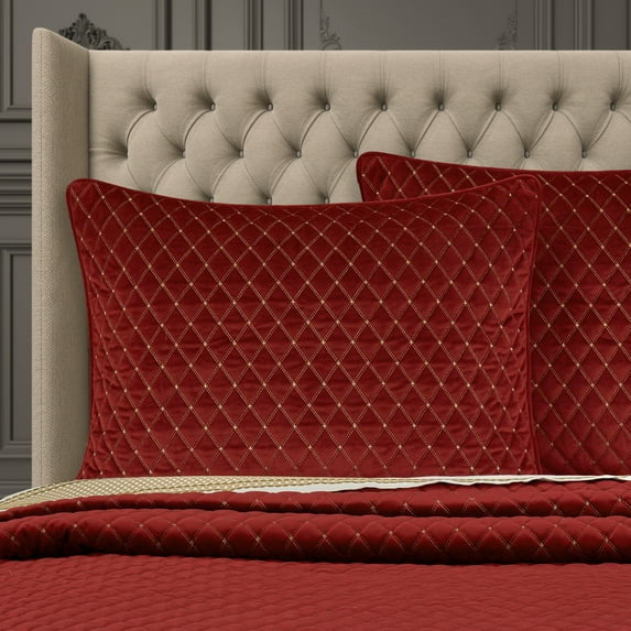 J. Queen New York Grandeur Christmas Quilt Set Crimson - Queen