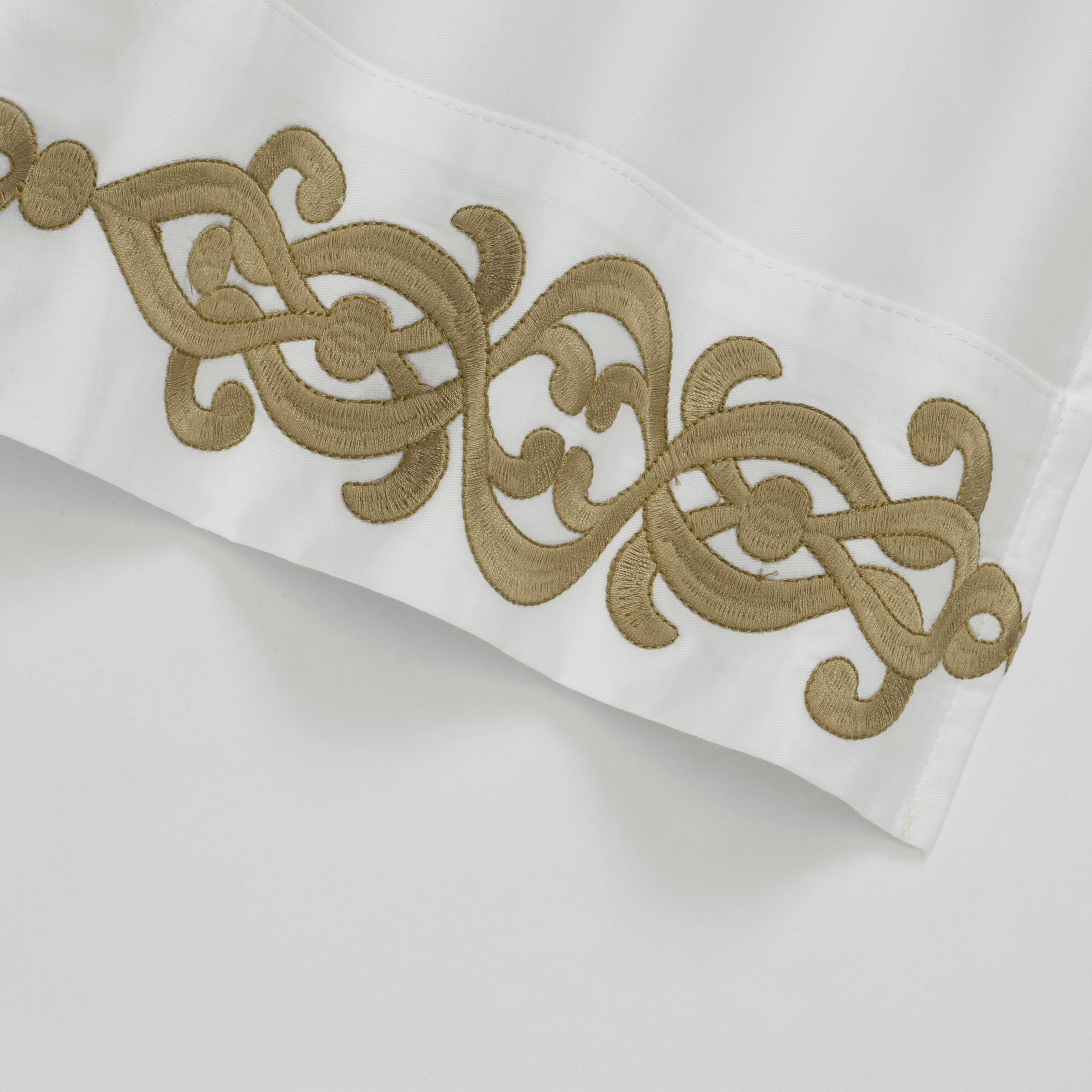 King Gold Cotton Embroidered Floral Pillow Cover Set