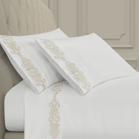 J. Queen New York Imperial Embroidered Sheet Set Queen - Ivory