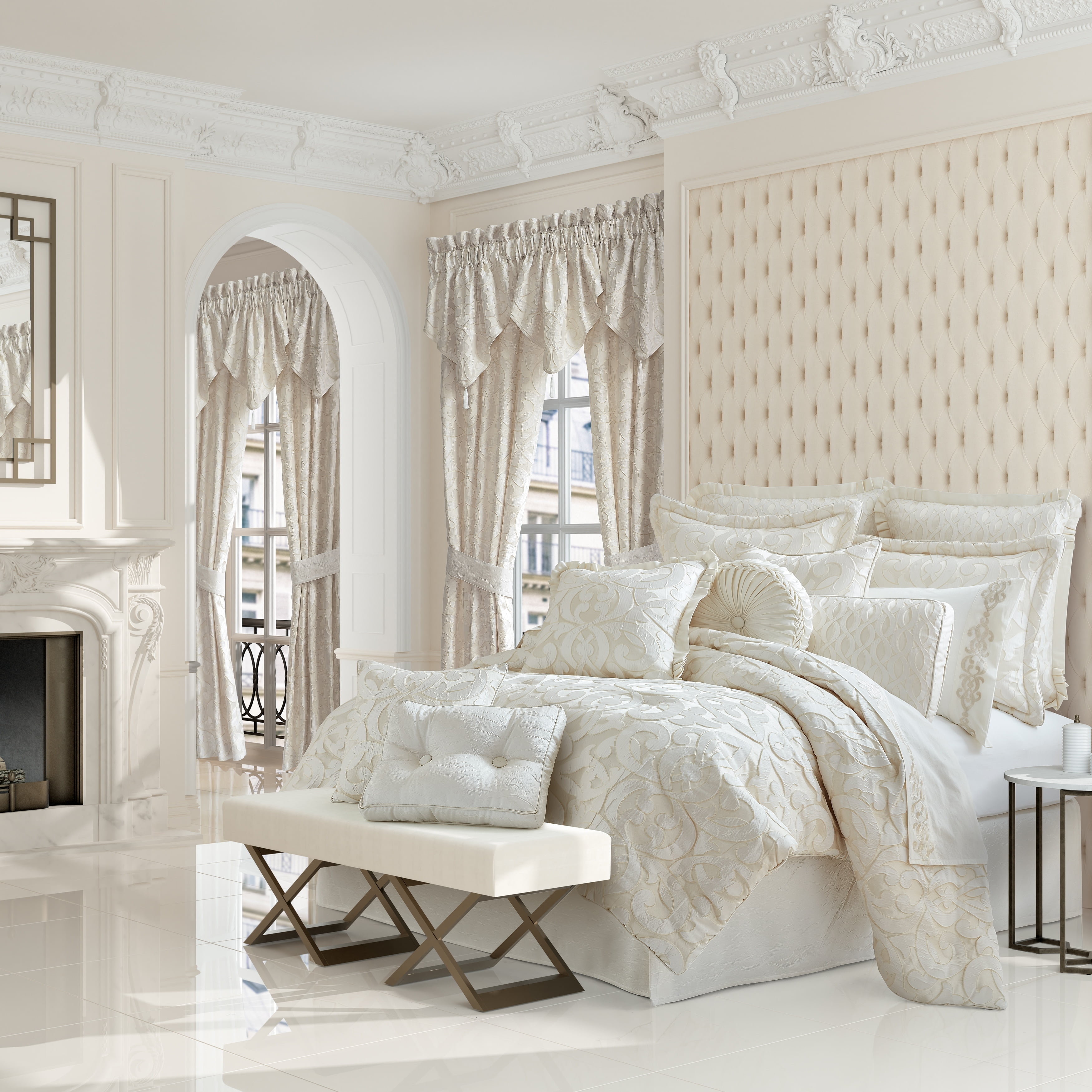 Ivory Queen Microfiber Reversible Comforter Set with Textured Accent