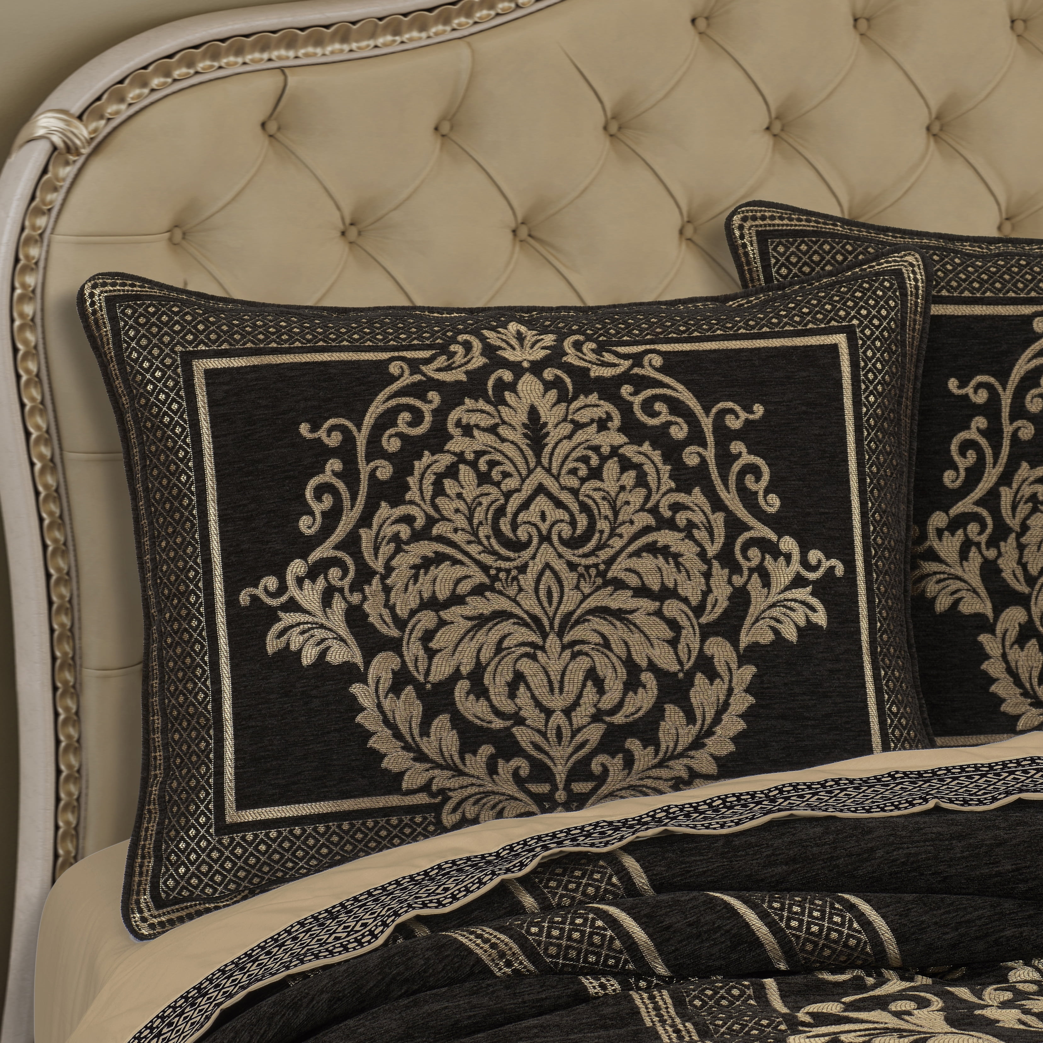 Laurenza Black and Gold California King Comforter Set