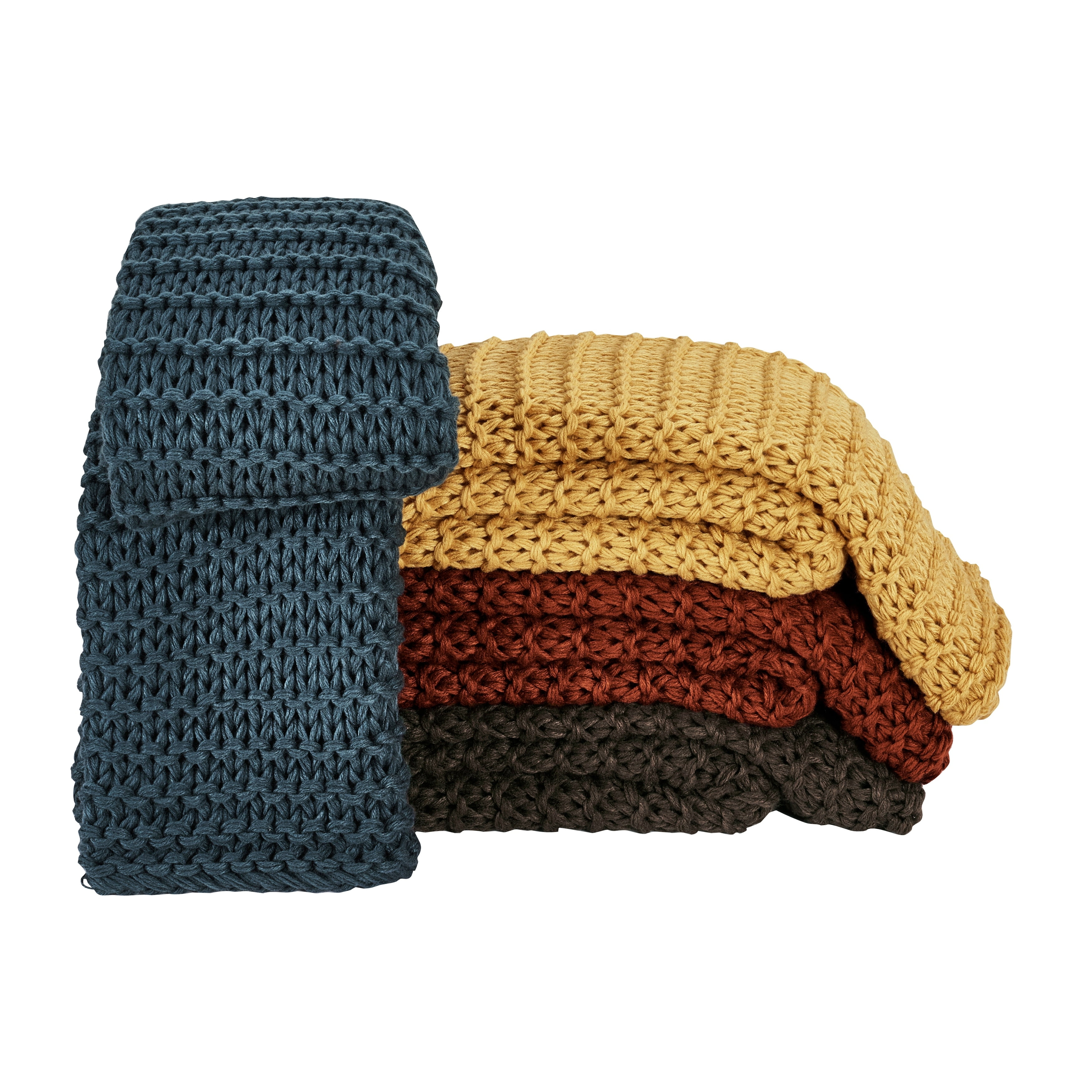 Modern Textured Chunky Knit Queen Throw in Chocolate