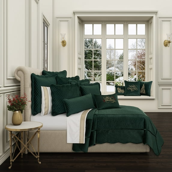 J. Queen New York Marissa Evergreen Quilt Set King - Cal King