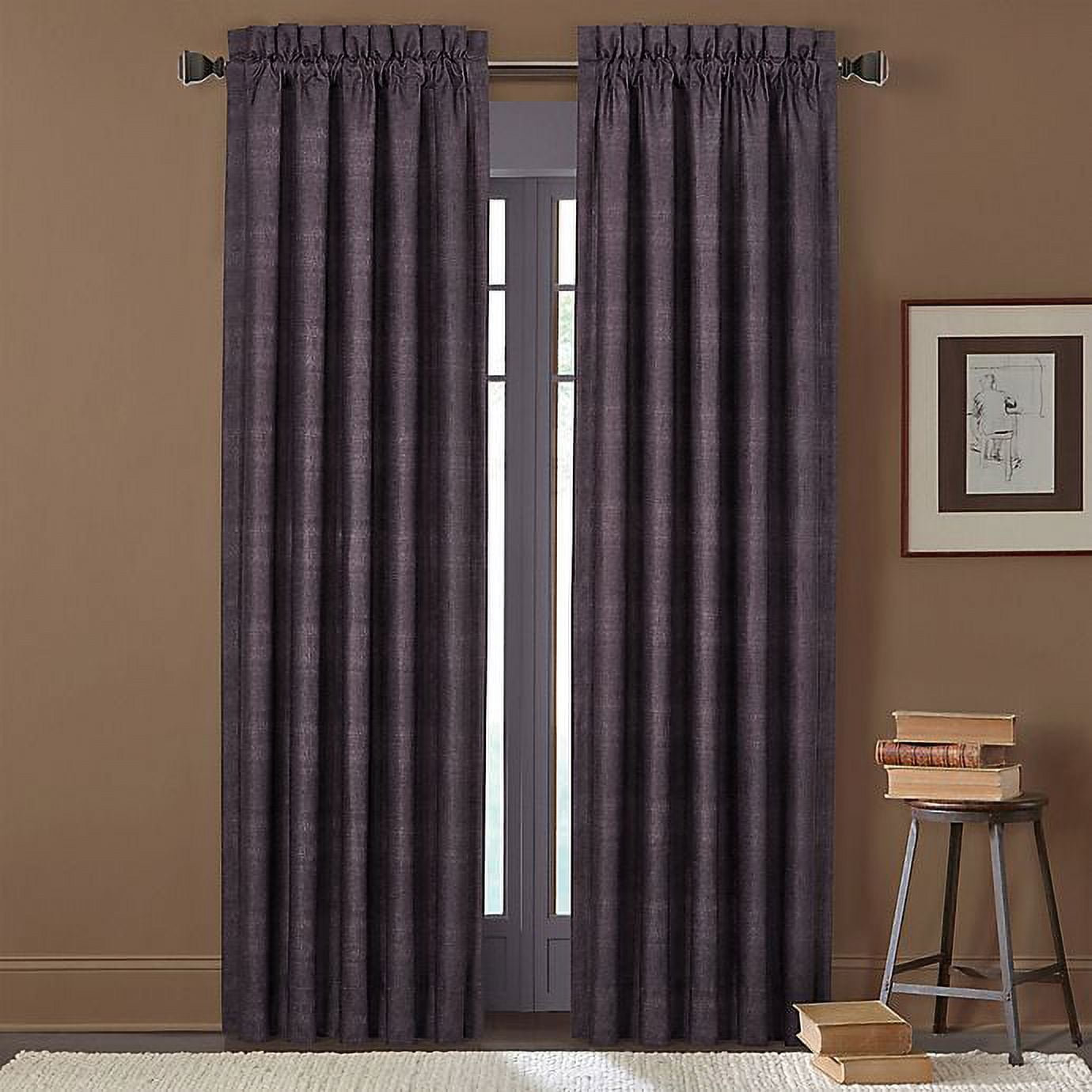 Gray Velvet 84-Inch Rod Pocket Curtain Panel Pair