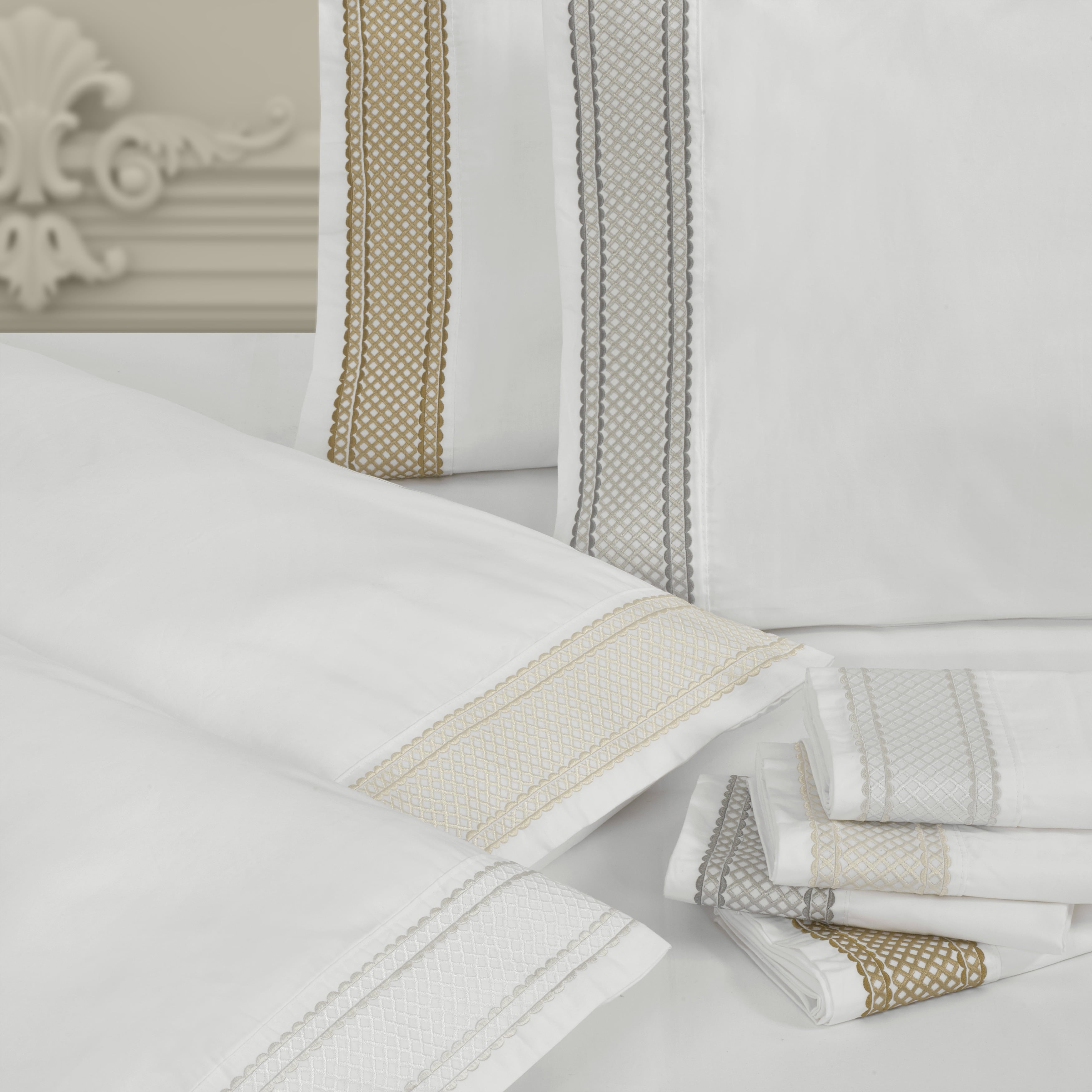 Standard White Cotton Embroidered Pillowcase Pair