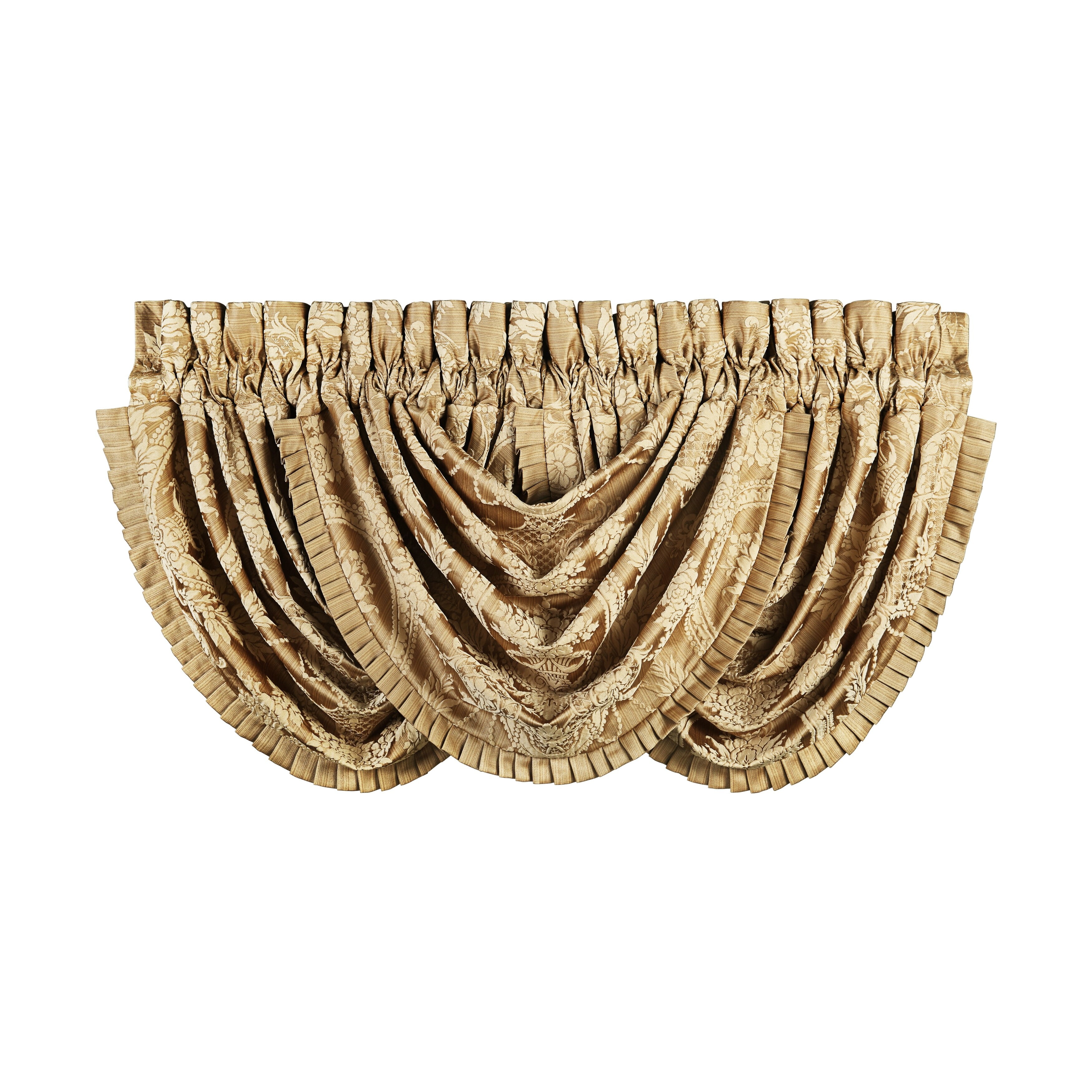 Gold Waterfall Rod Pocket Valance with Frills