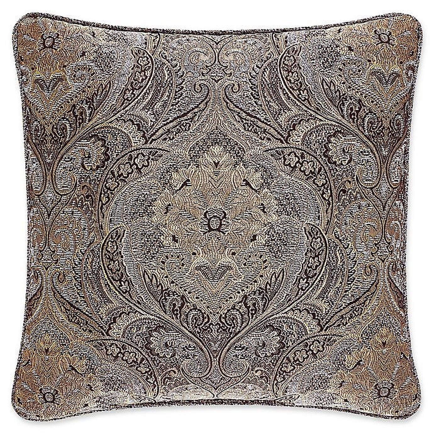 Paulina 18" Square Brown and Beige Polyester Throw Pillow