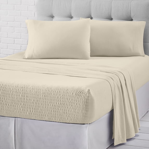 J. Queen New York Royal Fit Flannel Sheet Set Tan Twin