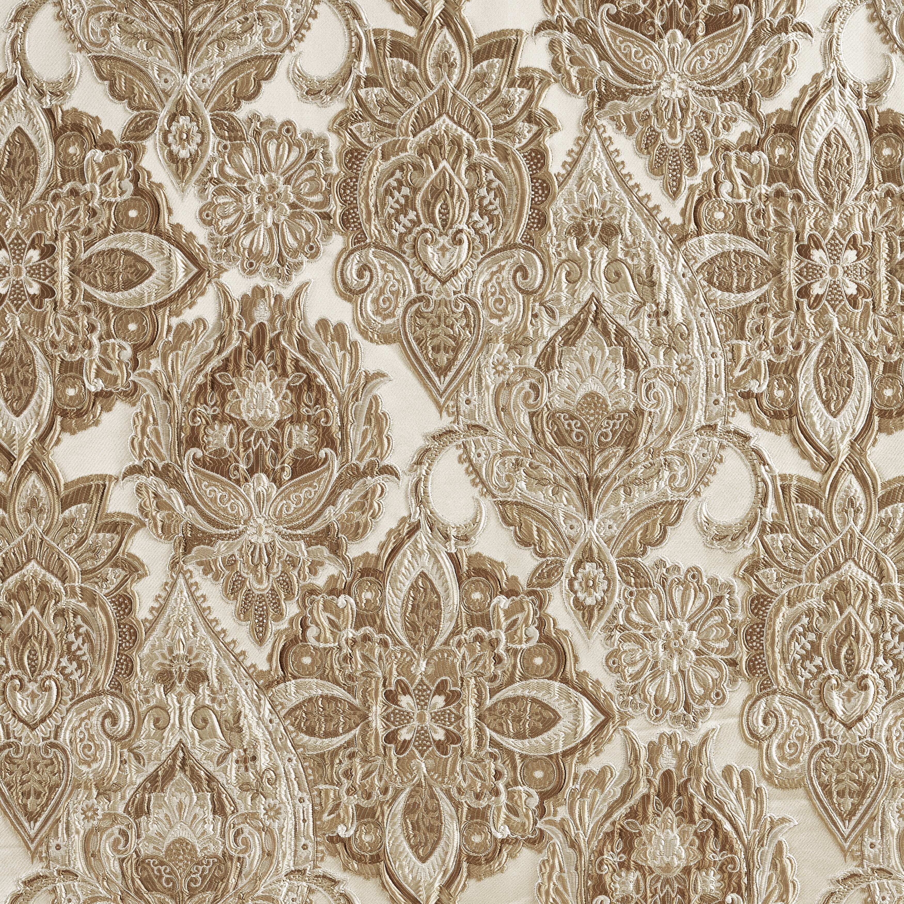 California King Beige Microfiber Jacquard 4-Piece Bedspread Set