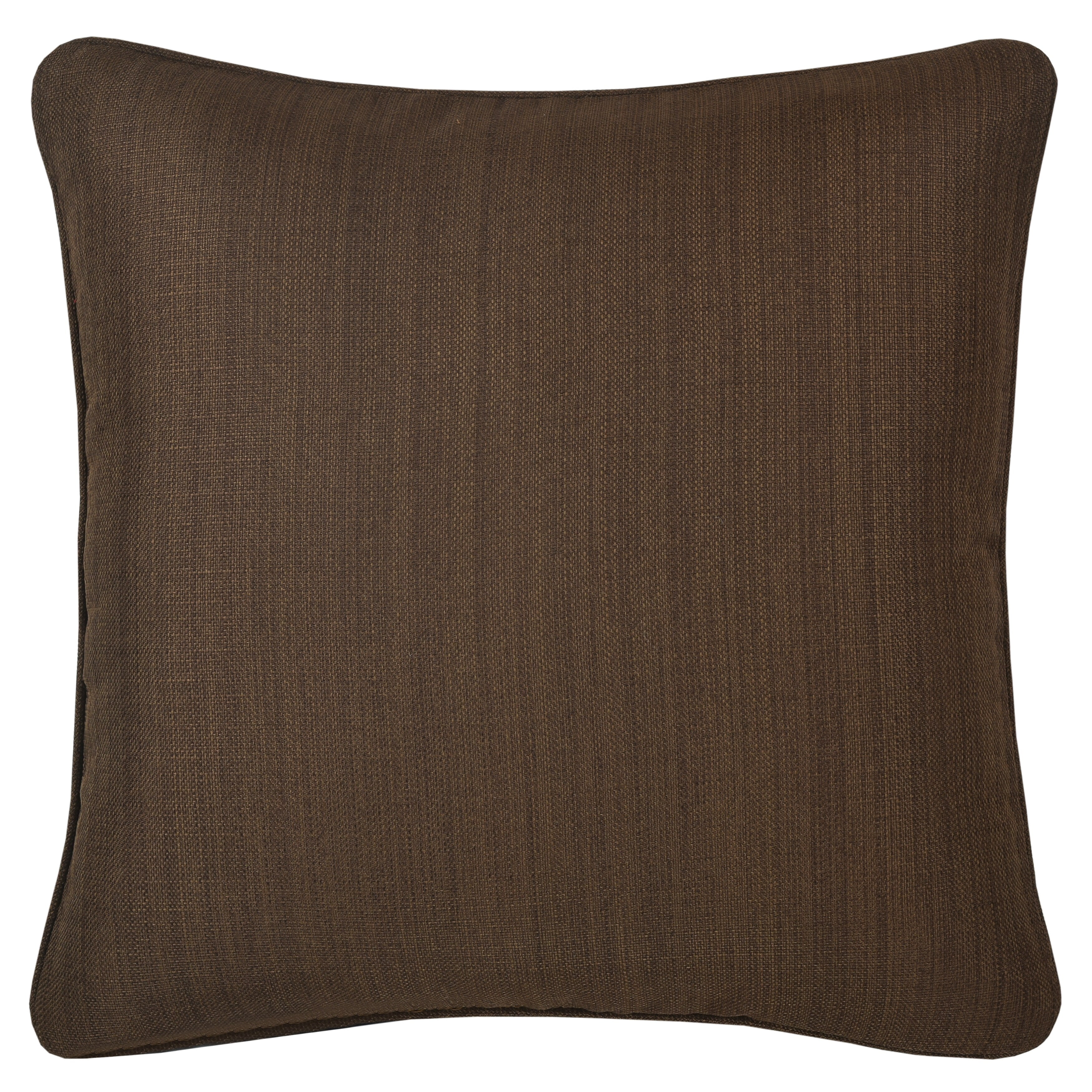 Chocolate Woven Cotton Embroidered 18" Square Throw Pillow