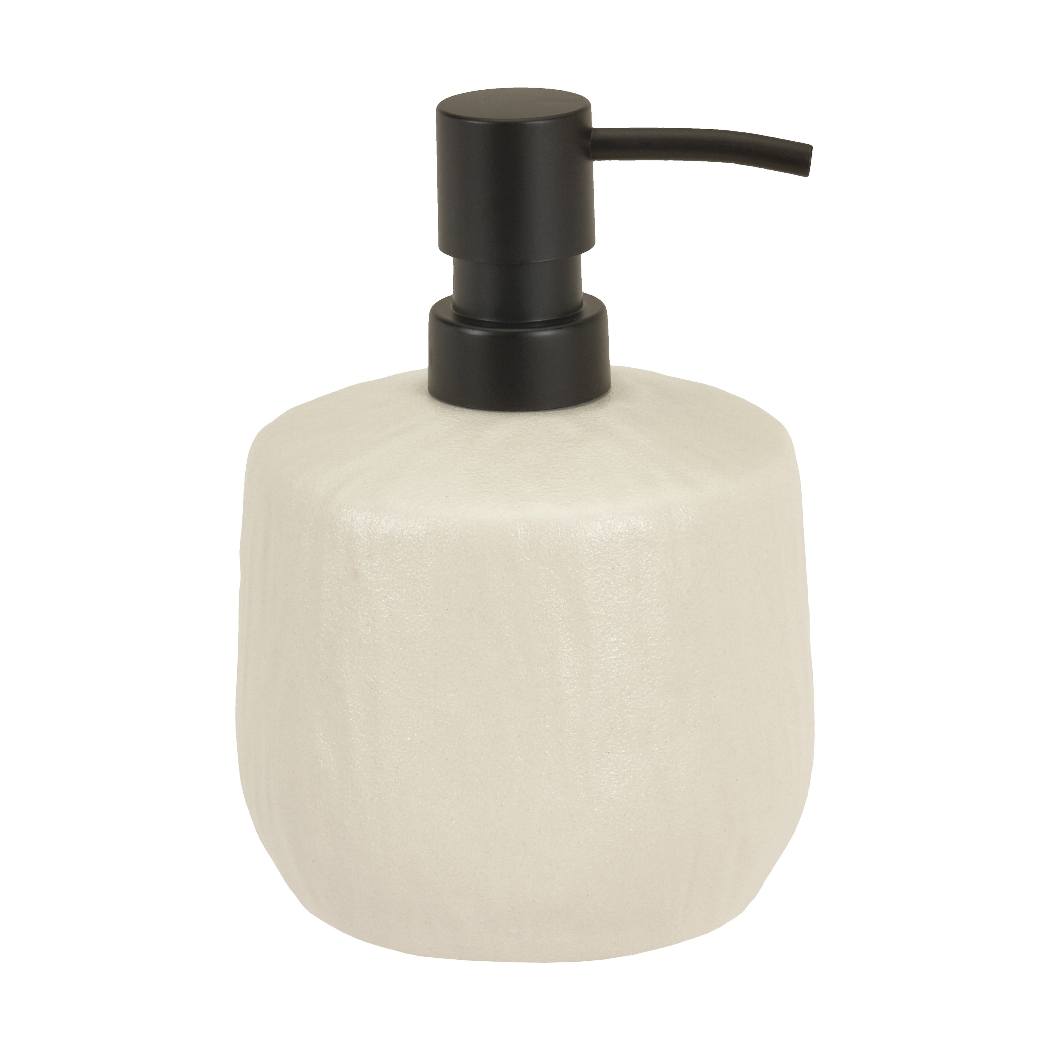 Cream Stoneware Lotion Dispenser with Black Pump