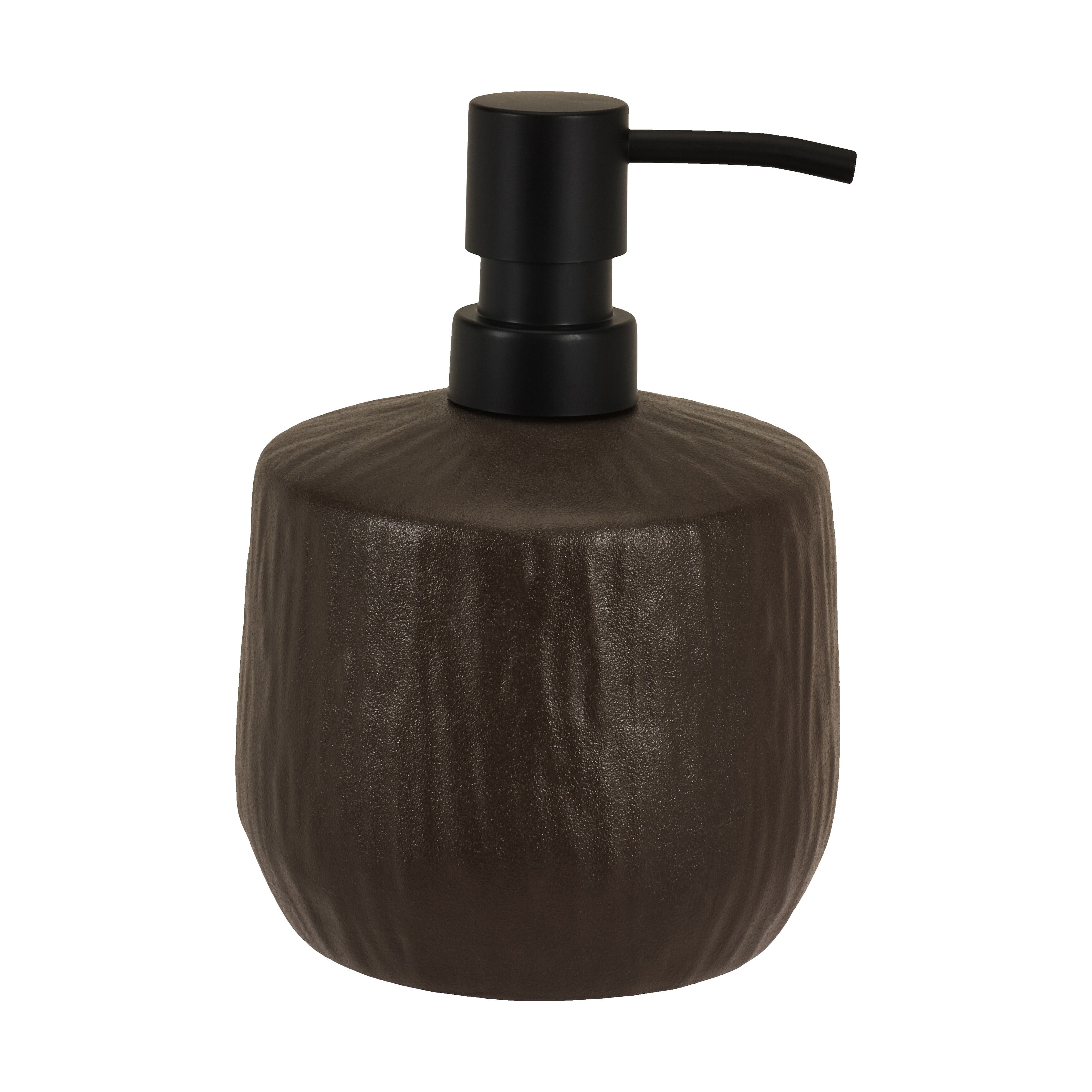 Mocha Stoneware Lotion Dispenser with Black Pump