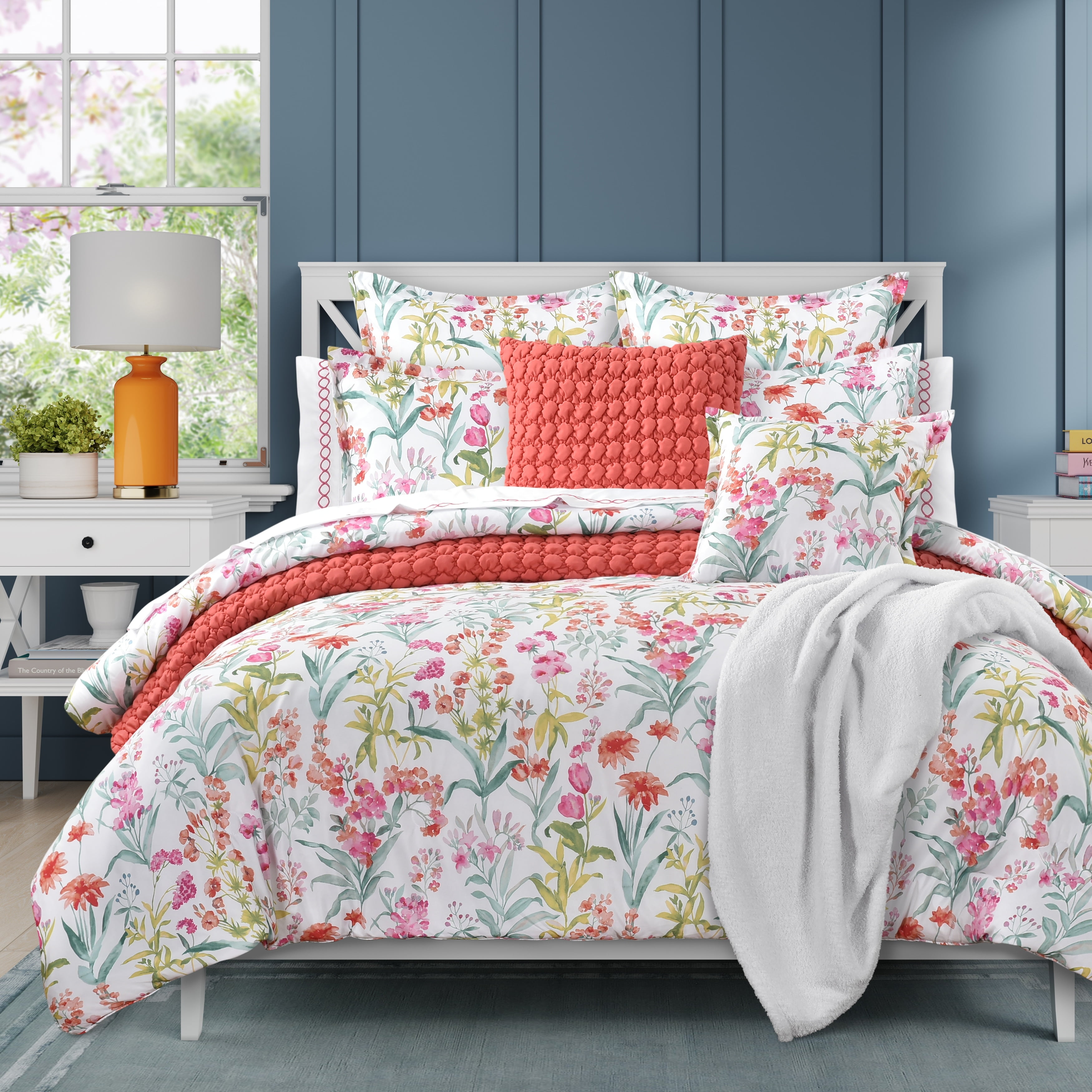 Full Pink Microfiber Reversible Comforter Set