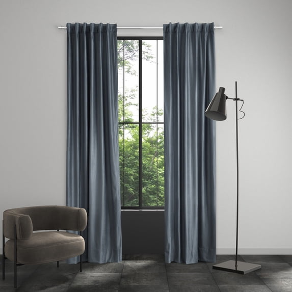 J. Queen New York Valencia Window Panel Pair Steel Blue