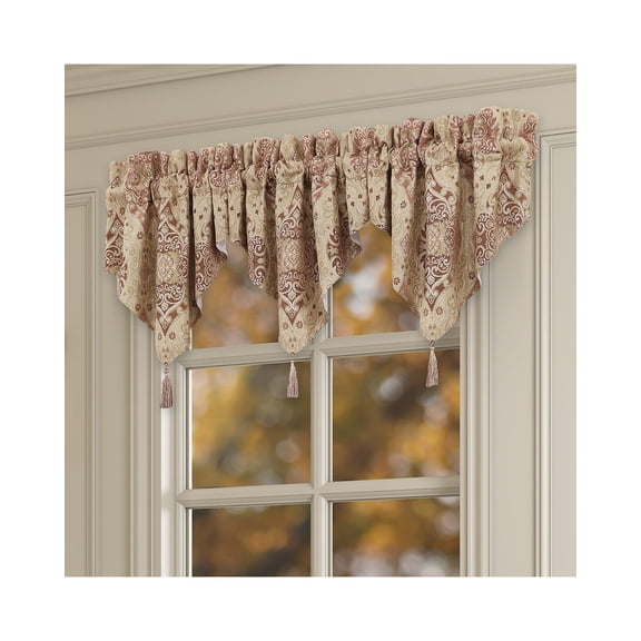 J. Queen New York Weston Window Ascot Valance, 21" x 40", Red