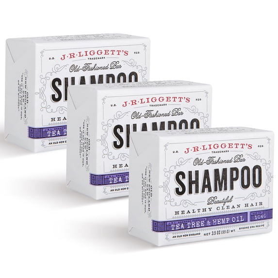 J·R·LIGGETT'S All-Natural Shampoo Bars, Tea Tree & Hemp Oil-Set of 3- 3.5oz Bars