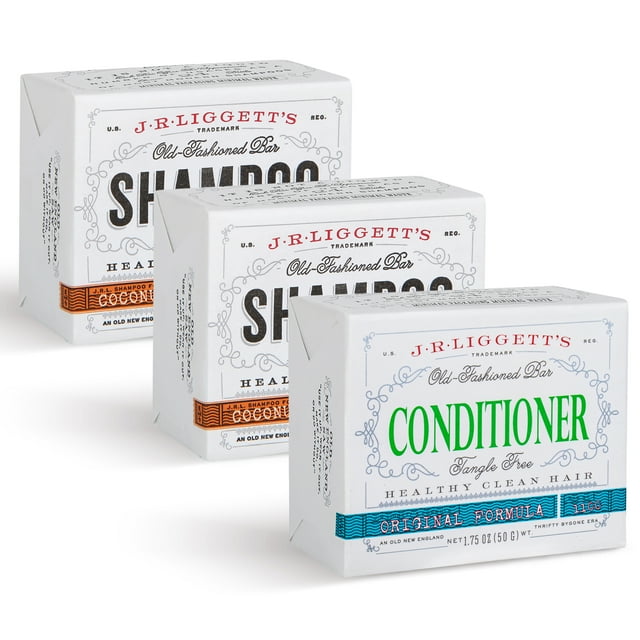 J.R.LIGGETT'S Conditioner Bar 1.75oz + Two Coconut & Argon Oil Formula Shampoo