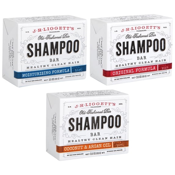 J.R.LIGGETT’S Original, Moisturizing, Coconut & Argan Oil Shampoo Bars -3pk