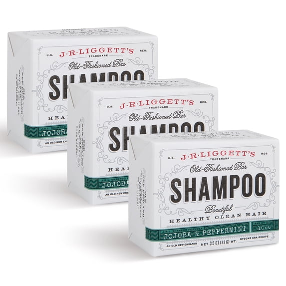 J·R·LIGGETT'S All-Natural Shampoo Bar, Jojoba & Peppermint Set of 3- 3.5oz