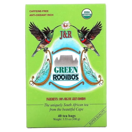 J&R Port Trading Co., Green Rooibos, Caffeine-Free, 40 Tea Bags, 3.53 oz Pack of 3
