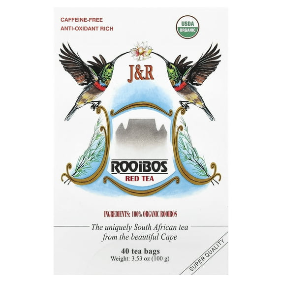 J&R Port Trading Co. Pure Rooibos Red Tea, Caffeine Free, 40 Tea Bags, 3.53 oz (100 g)