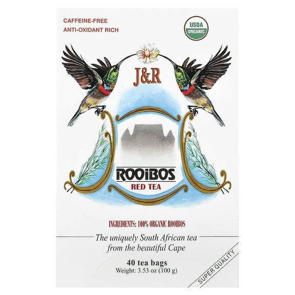 J&R Port Trading Co. Pure Rooibos Red Tea, Caffeine Free, 40 Tea Bags, 3.53 oz (100 g)
