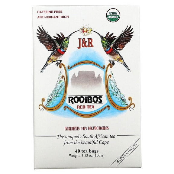 J&R Port Trading Co., Rooibos Red Tea, Caffeine-Free, 40 Tea Bags, 3.53 oz Pack of 4