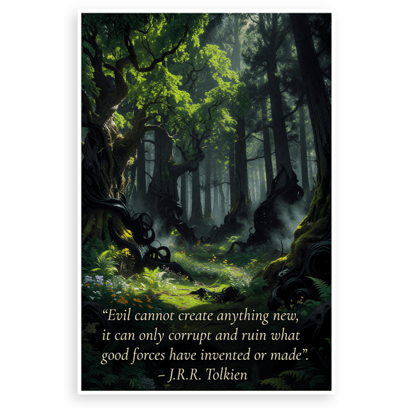 J.R.R. Tolkien "Evil Cannot Create Anything New" Fantasy Forest 12x18 US Made Poster