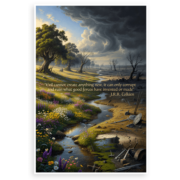 J.R.R. Tolkien "Evil Cannot Create Anything New" Fantasy Landscape 12x18 US Made Poster