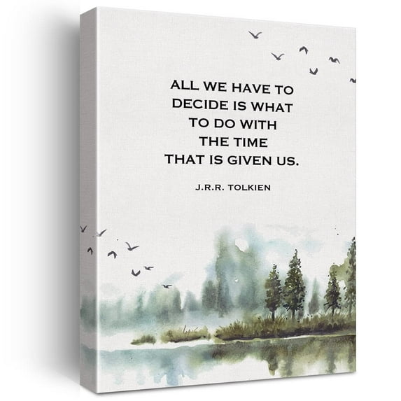 J.R.R. Tolkien Quote Watercolor Print Canvas Wall Art Home Decor All We Have to Decide is What to Do with the Time Painting Canvas Poster Ready to Hang