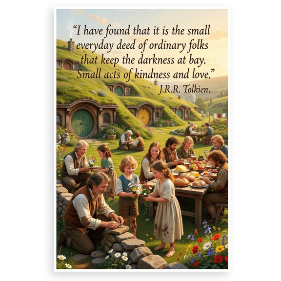 J.R.R. Tolkien "Small Everyday Deeds Keep Darkness at Bay" Hobbit Shire 12x18 US Made Poster