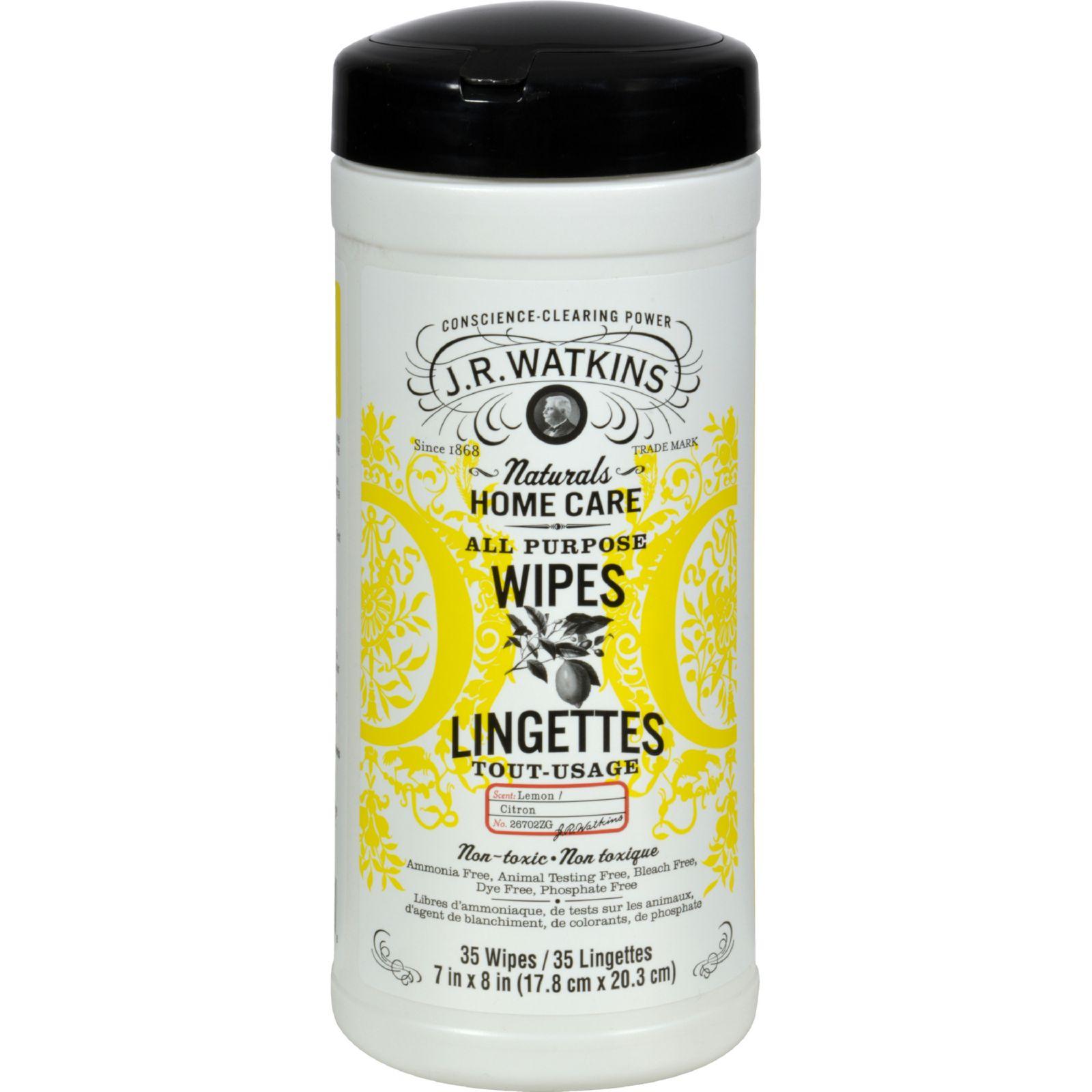 J.R. Watkins All Purpose Wipes, Lemon, 35 wipes