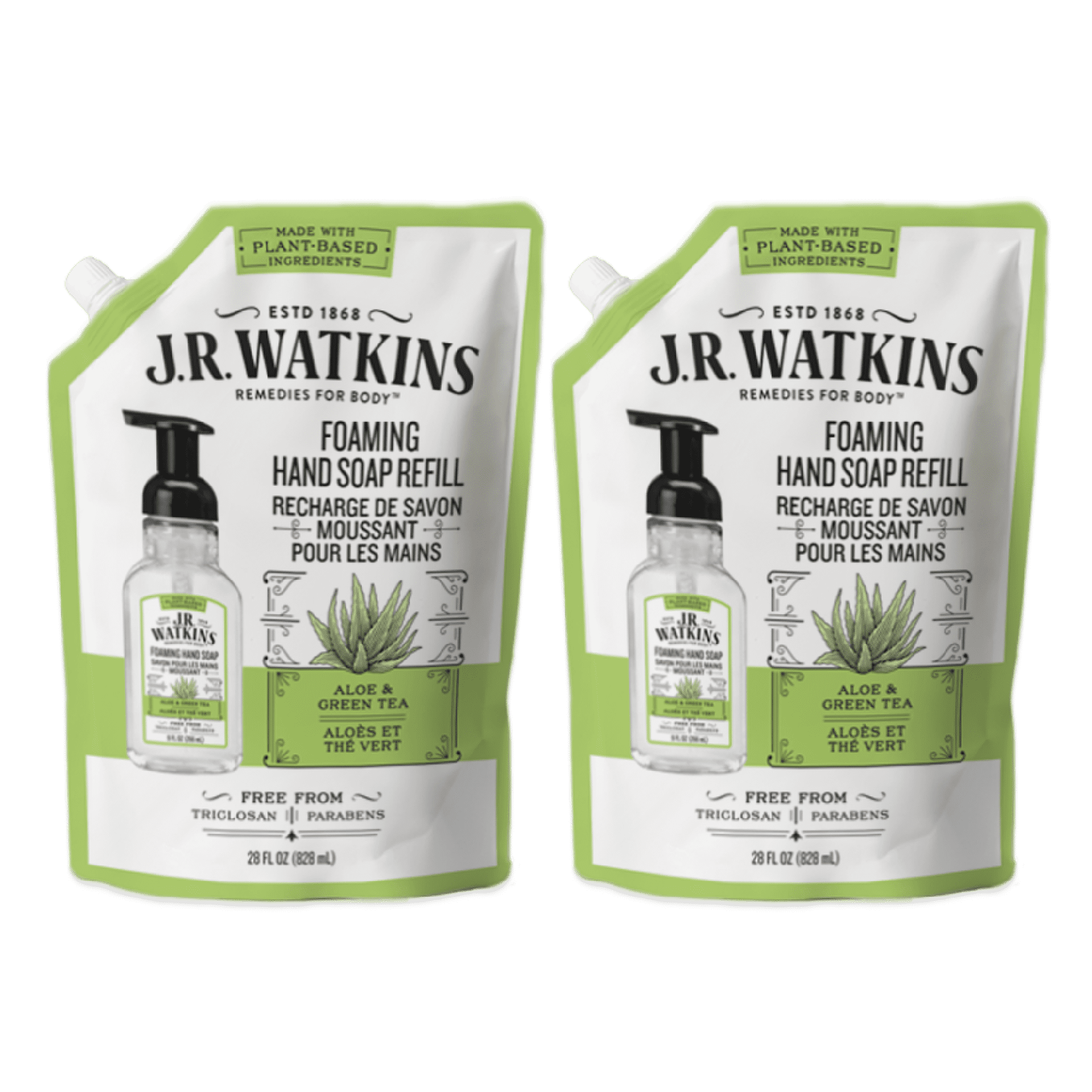 J.R. Watkins Aloe & Green Tea Foaming Hand Soap Refill, 28 oz Packet