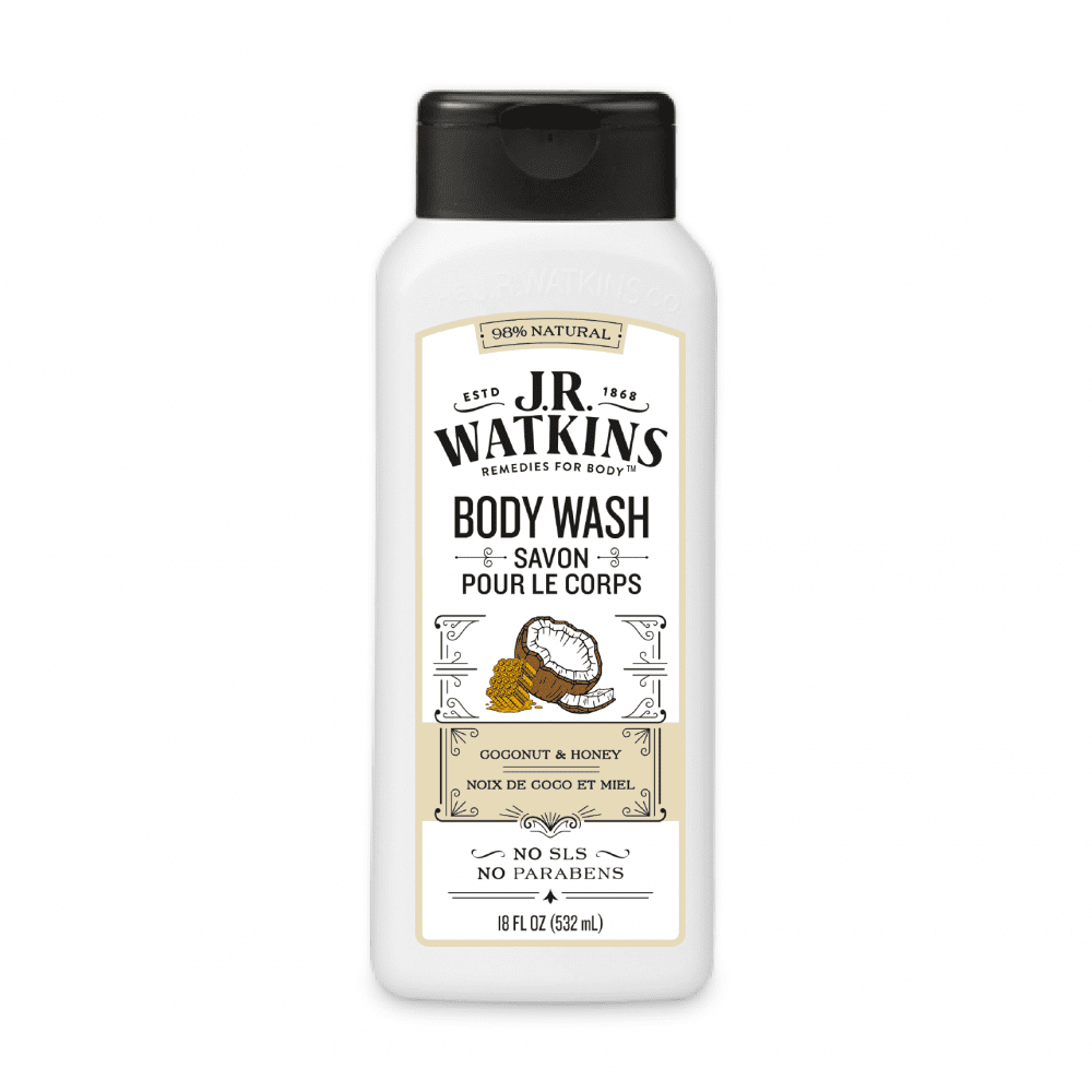 J.R. Watkins Daily Moisturizing Body Wash, Coconut Milk & Honey, 18 oz
